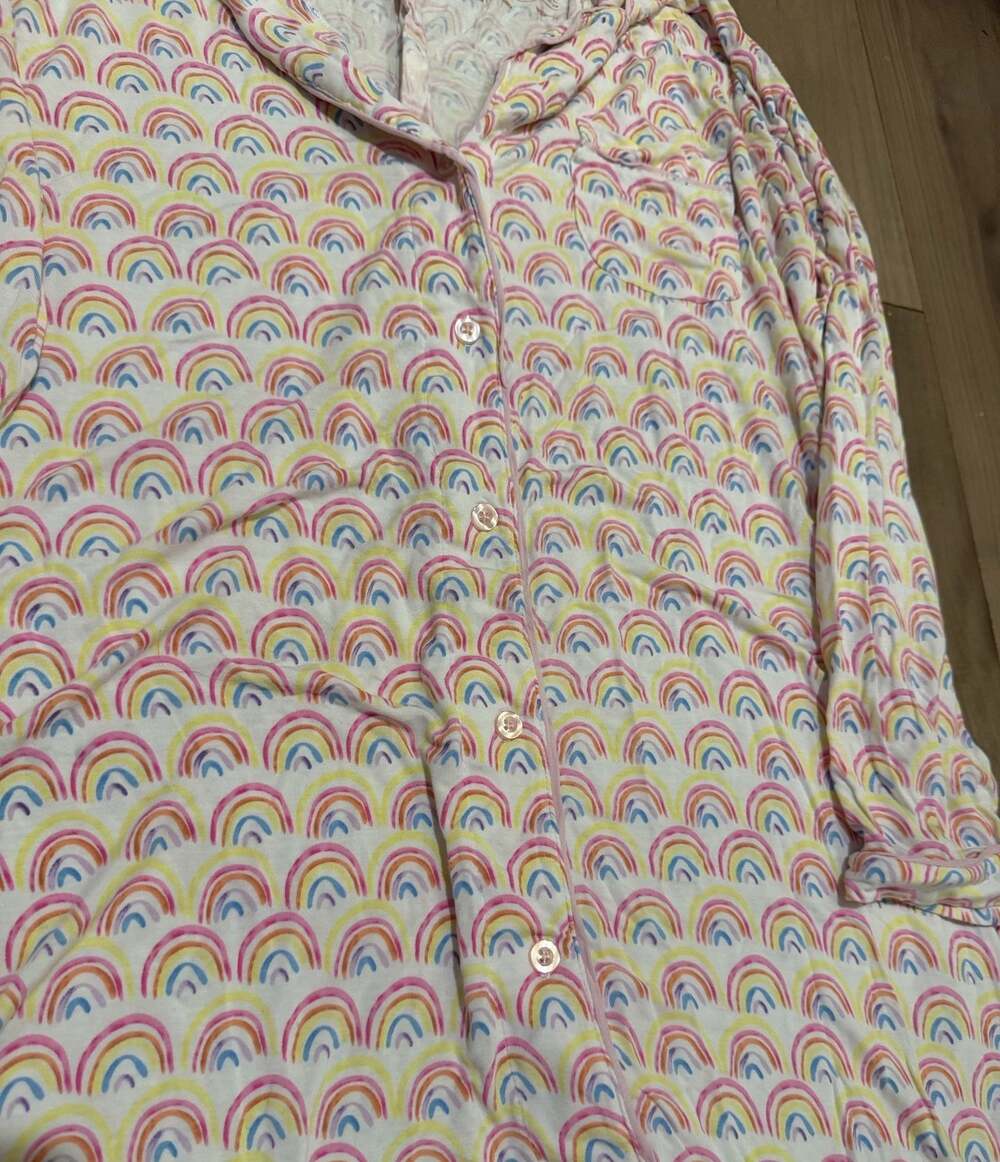 Little Sleepies Women's Rainbow Print Button-Down Sleep Shirt - Picture 2 of 4